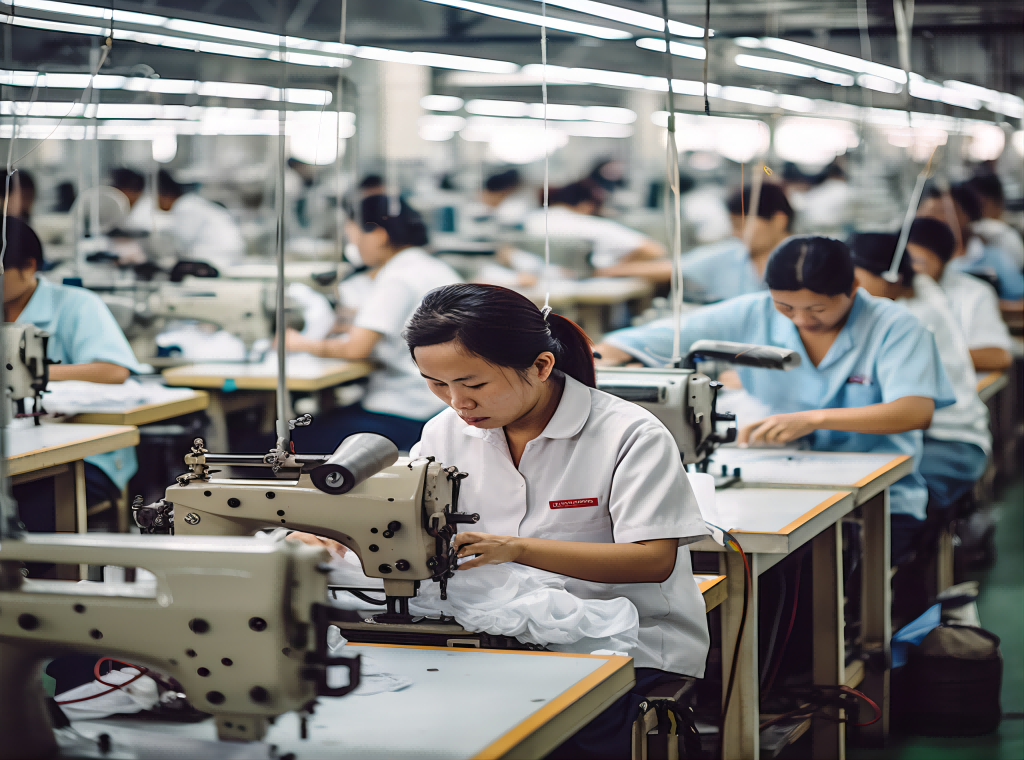 Production workshop of garment factory
