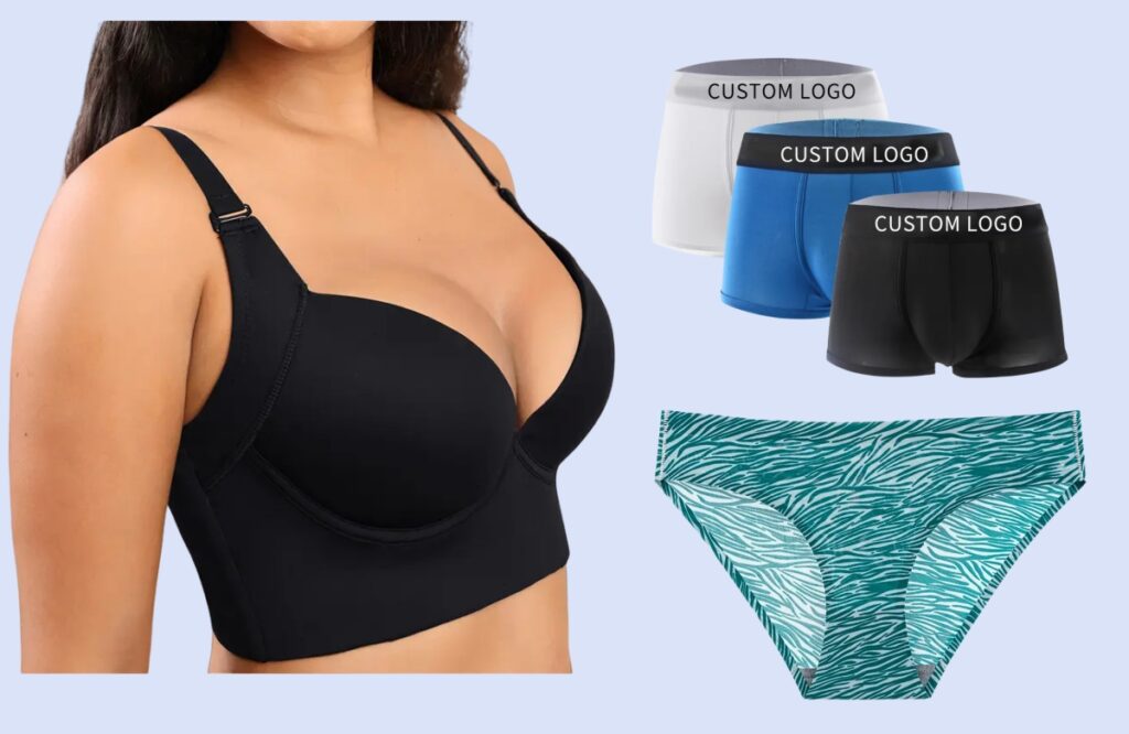 A discreet display of Underwear, Bras, Boxers, and Briefs.