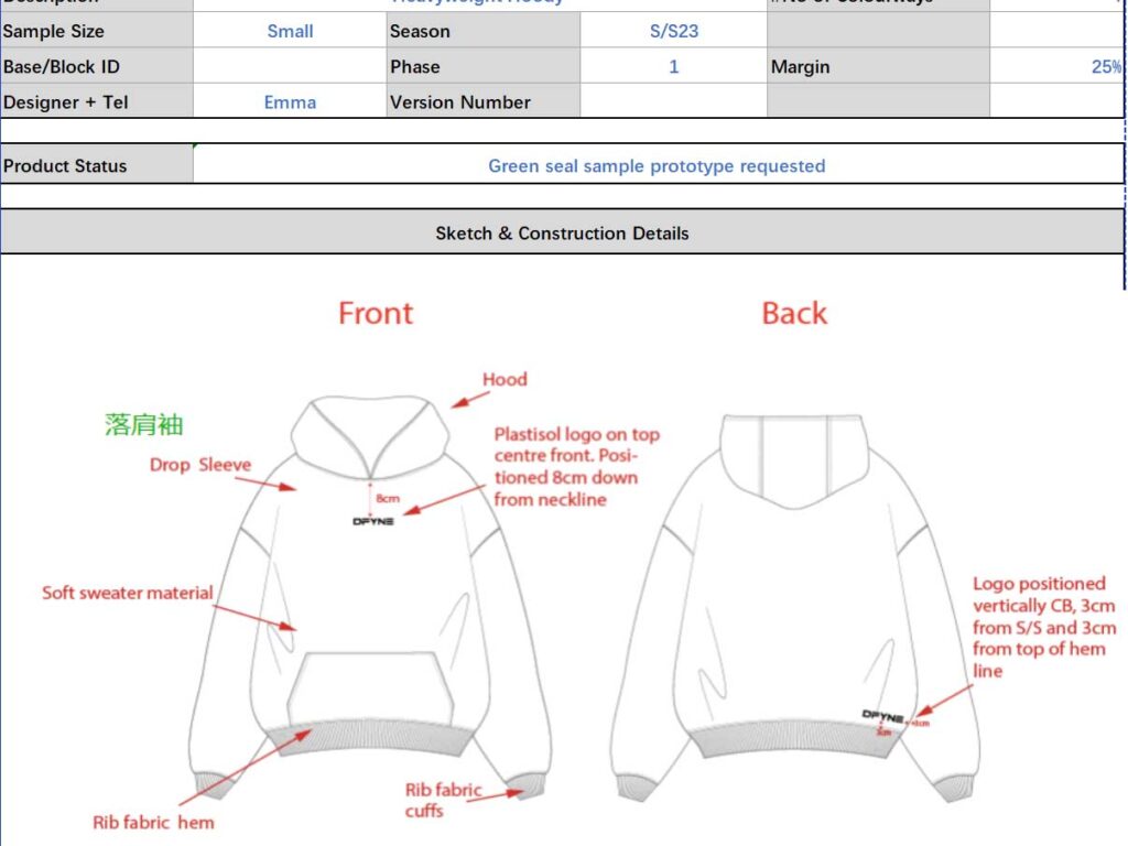 Hoodie design drawing