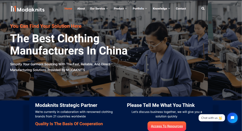 modaknits website homepage image