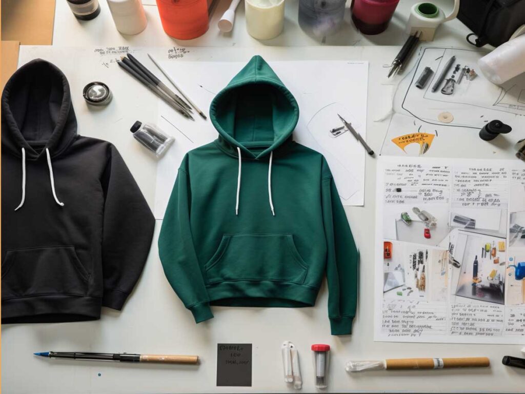 In the design studio of modaknits, newly developed hoodies