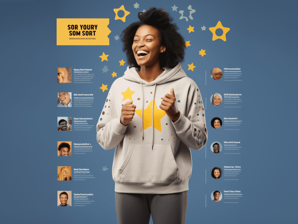 A collage-inspired visual captures the heart of customer feedback. Centered, a glowing 5-star review on a manufacturer's website extols the quality and accuracy of a custom hoodie. Adjacently, screenshots from social media feature happy customers donning their unique hoodies, selfies with the product, and accompanying positive captions. To one side, a contrasting review mentions a slight hiccup in delivery. The collection portrays the comprehensive feedback journey of the custom hoodie experience, emphasizing the majority's positive sentiment.