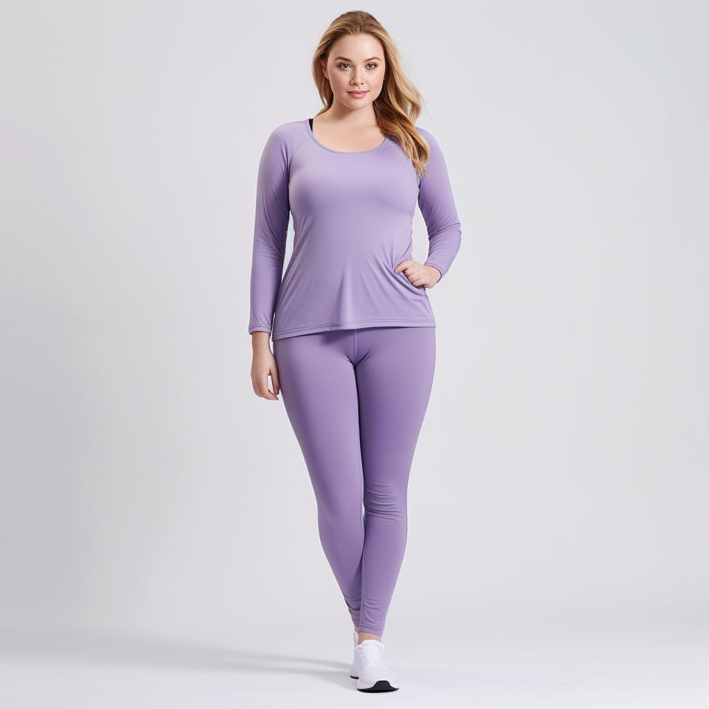 A slightly fat woman put on a bamboo fiber Activewear suit