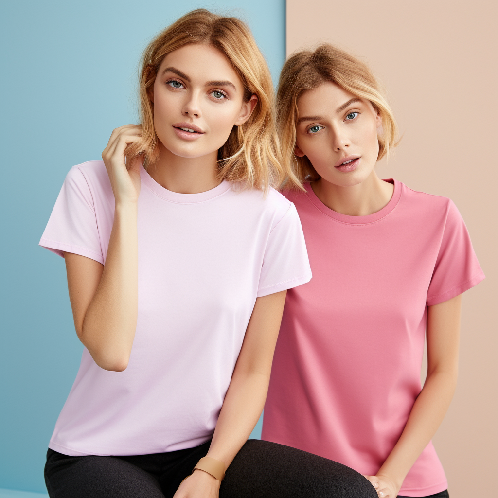 Pink and White Women's T-Shirt