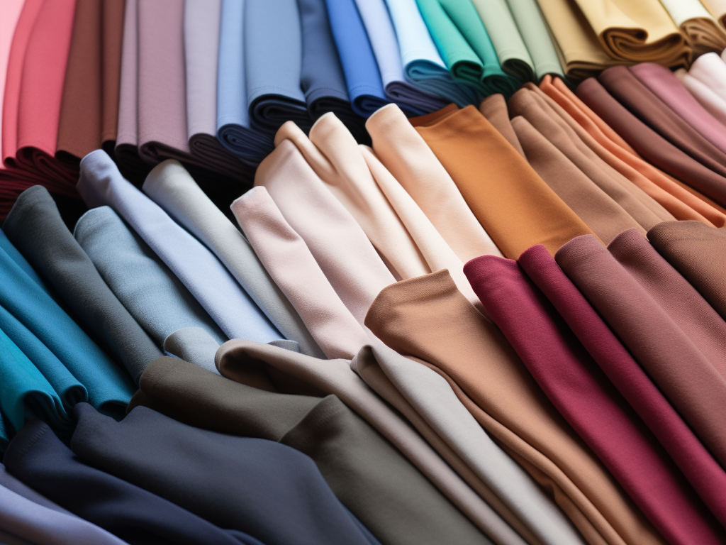 Fabric Selection: An array of fabric swatches showcases the diverse options available for long-sleeved T-shirts. From soft cotton to moisture-wicking blends, these swatches represent the importance of choosing the right fabric for comfort and functionality. 