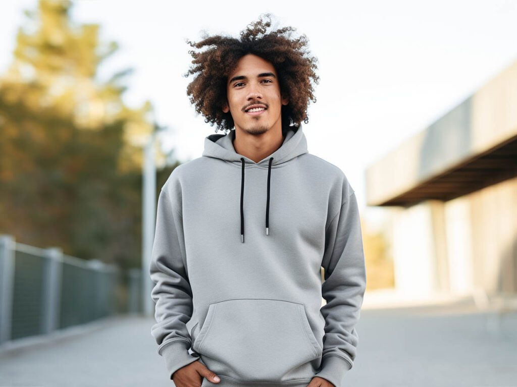 The image represents a checklist for assessing the comfort of a graphic hoodie. The checklist includes key factors such as material selection, size and fit, stitching quality, and breathability.
