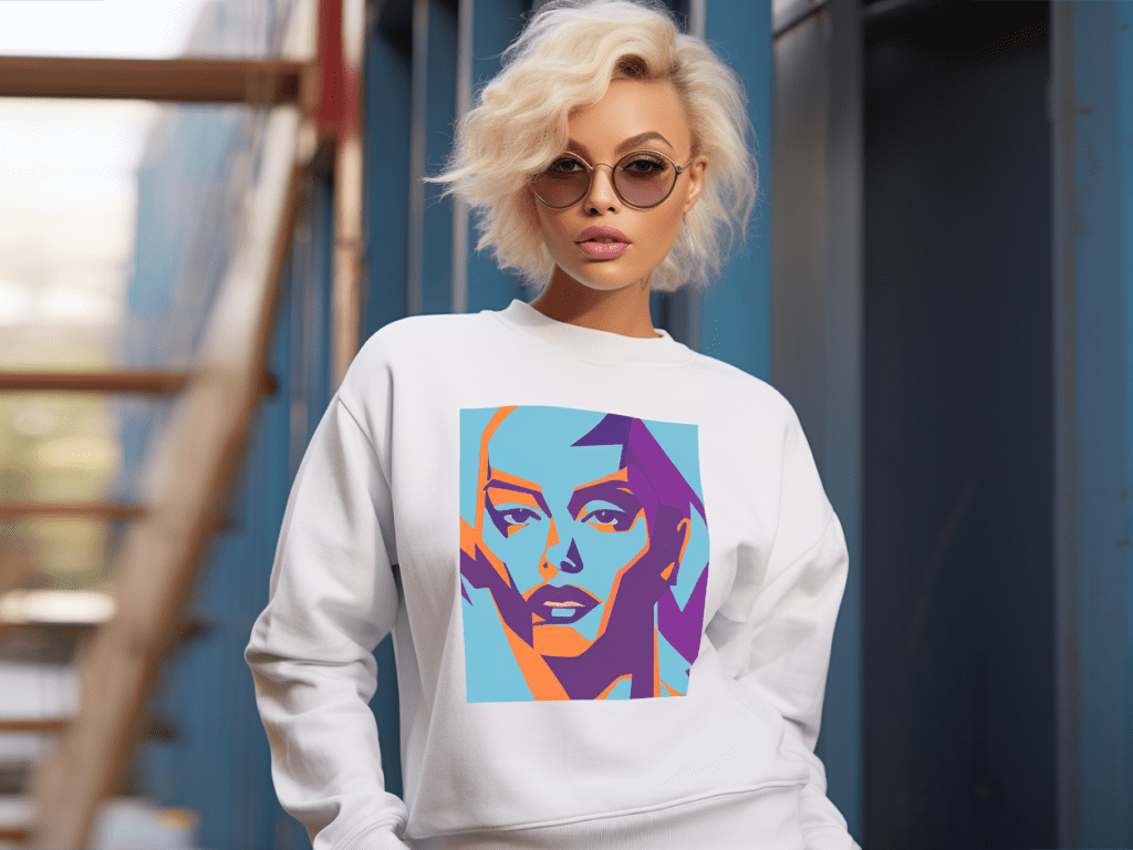 The image showcases a person wearing a graphic sweatshirt. The sweatshirt features a bold and eye-catching design on the front, showcasing a visually appealing artwork or illustration. This graphic sweatshirt serves as a stylish and expressive statement piece, allowing the individual to showcase their personal interests, whether it's related to music, art, sports, or any other passion. The wearer exudes confidence and personality through their choice of a graphic sweatshirt, making it a unique and fashionable addition to their wardrobe. 