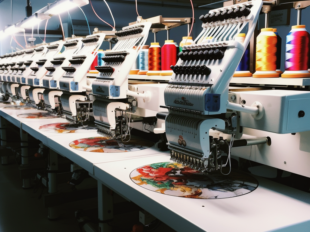 Cutting pieces for our products are being embroidered