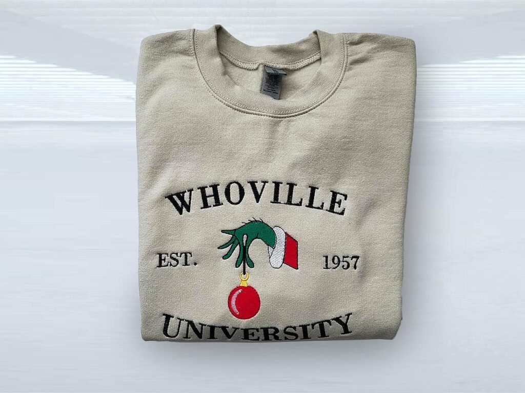 Logo embroidery on sweatshirts, brand slogan sweatshirts