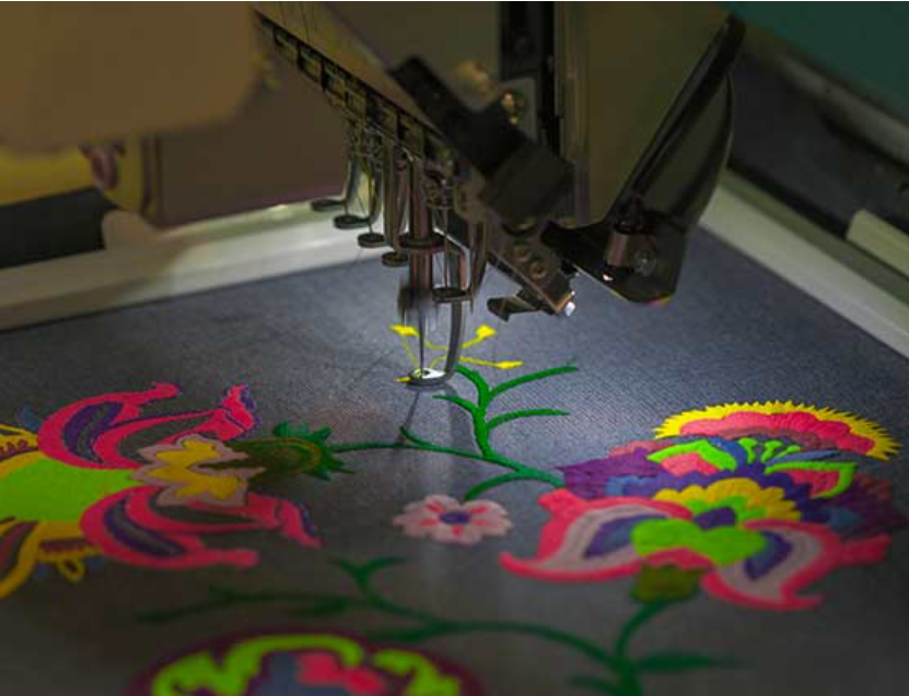 Our embroidery machine is doing embroidery work on hoodies