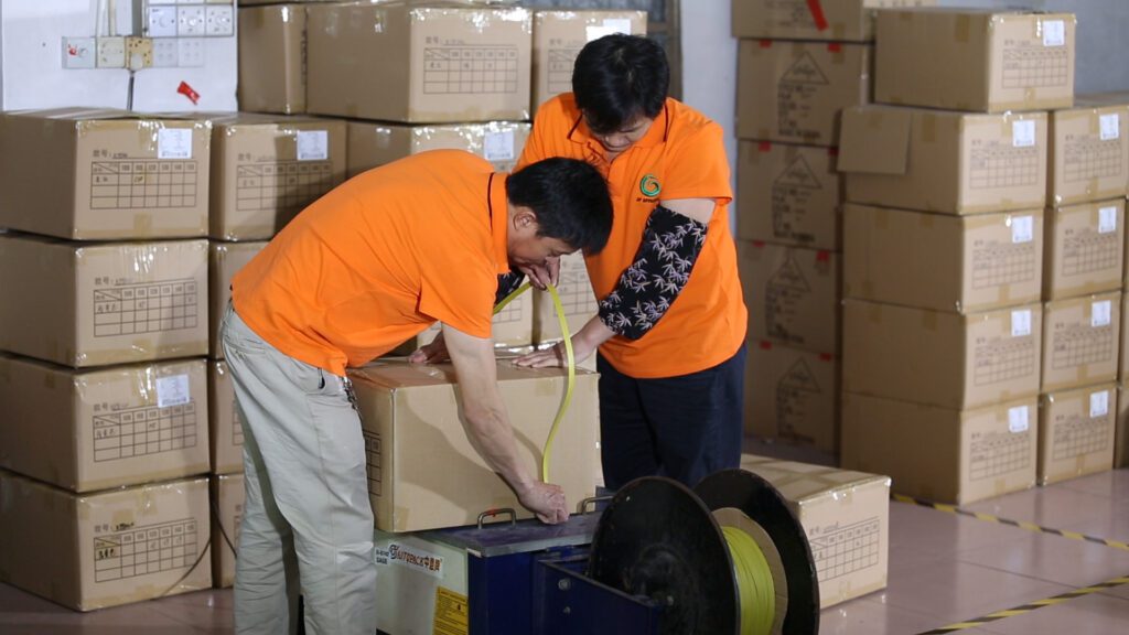 Back-end packaging and safety belting in preparation for shipment