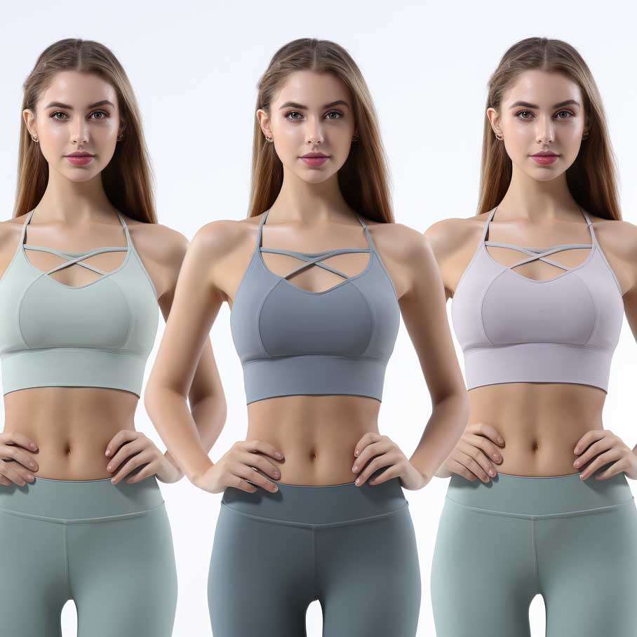 A woman wears sportwear made from high-performance polyester fabric fabric