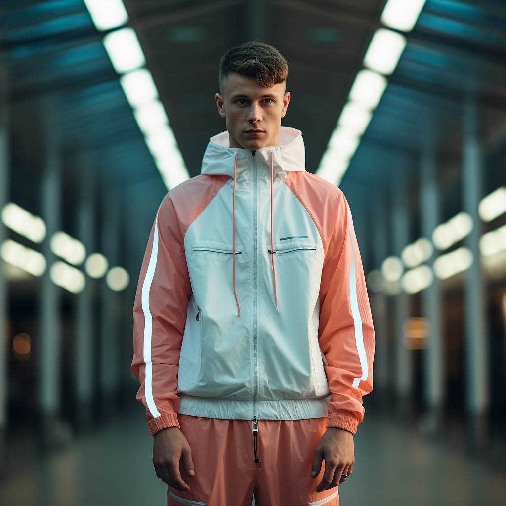 A man wears men's sportswear made of polyester fabric fabric