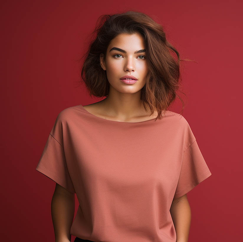 Deep boat neck T-shirt