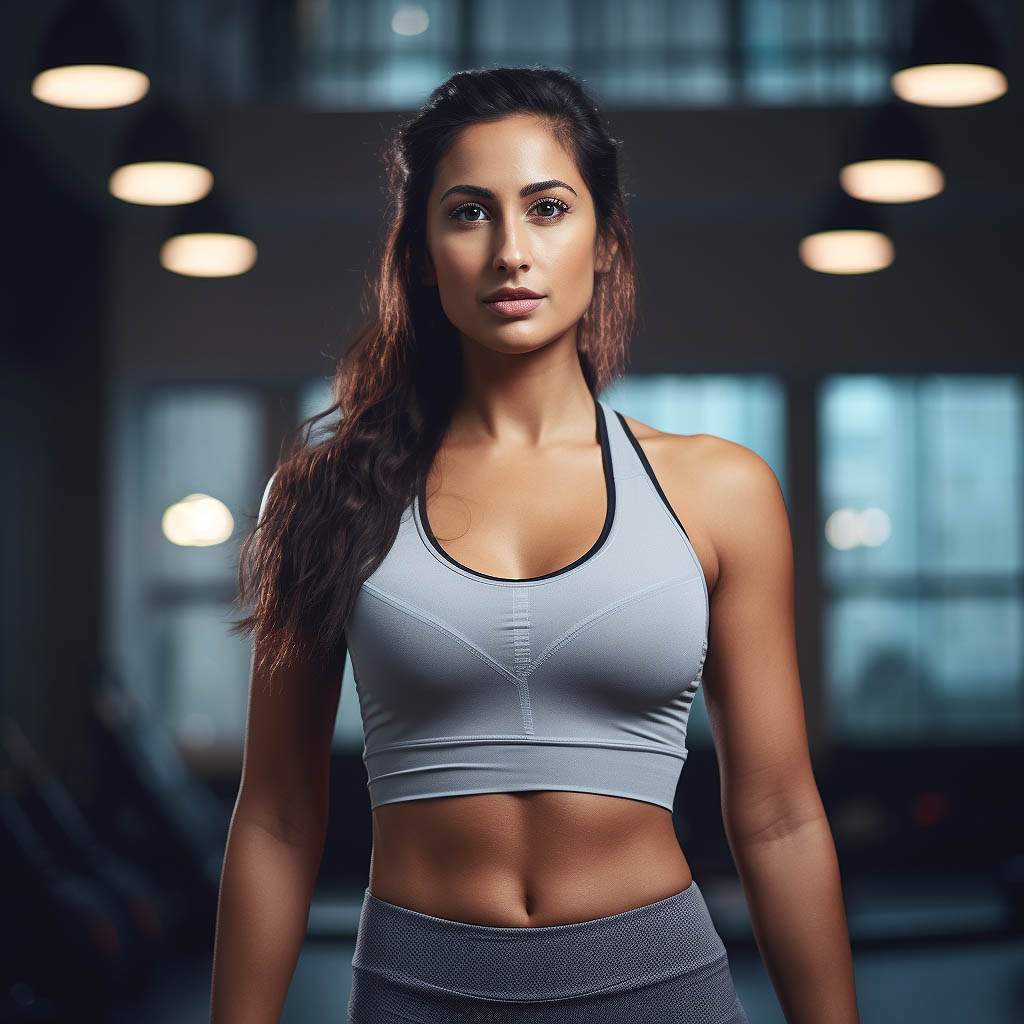 A woman wearing fitness activewear