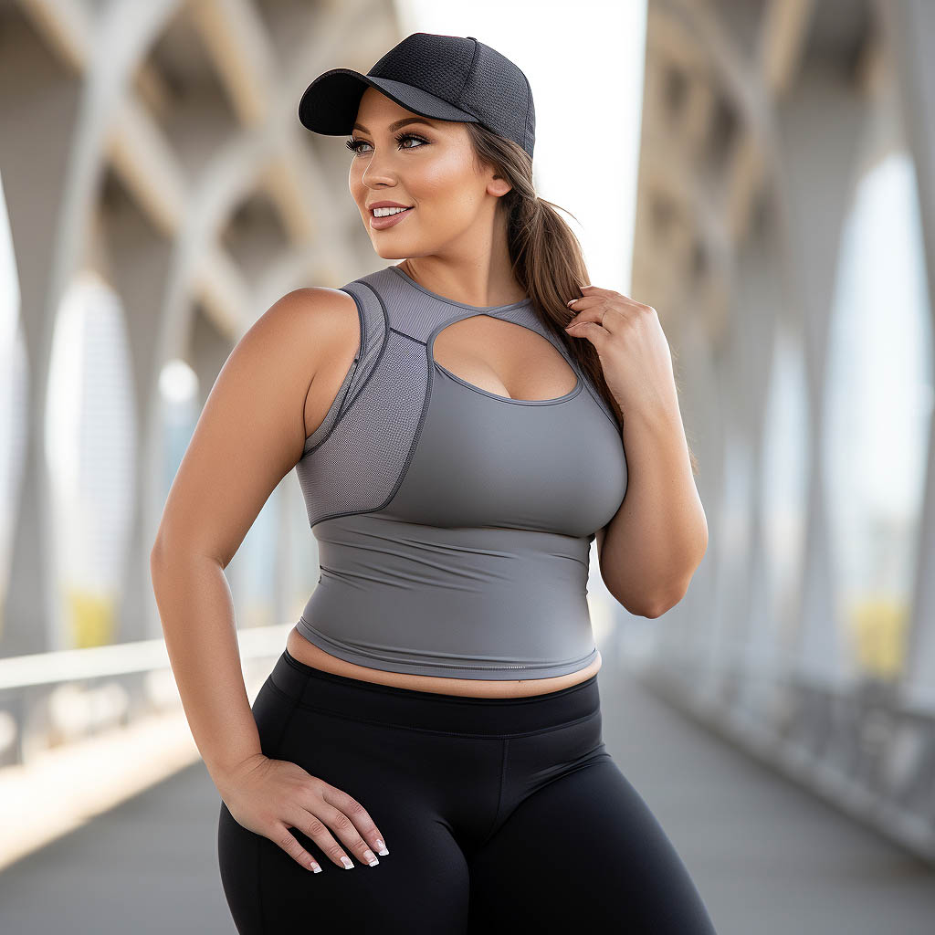 A woman wearing plus size activewear