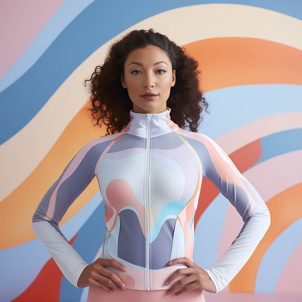 A woman wears an activewear set made of Nylon fabric fabric