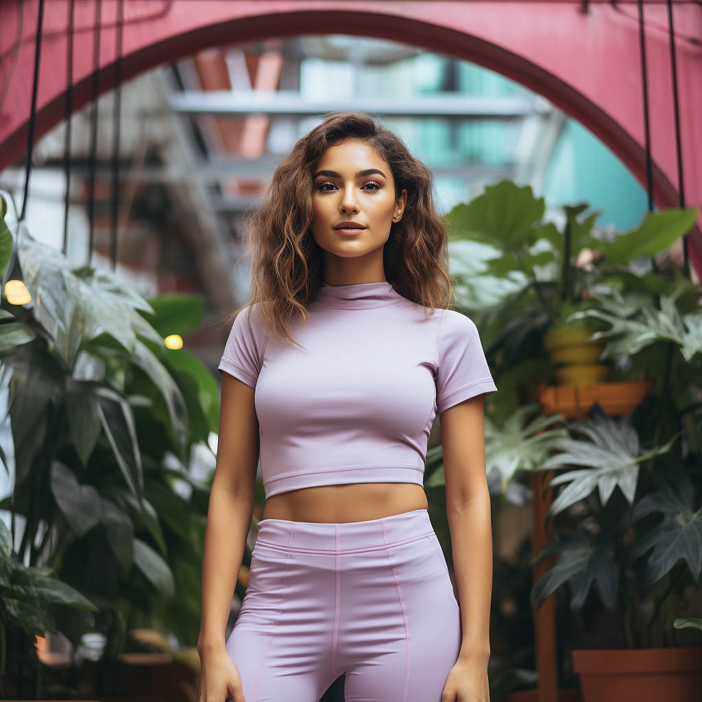 A woman wears women's activewear made of Cotton fabric