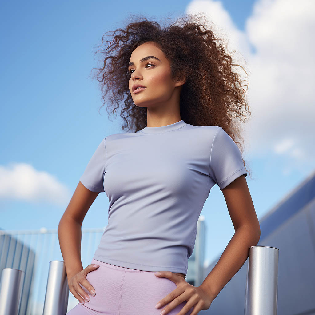 A woman wears women's sportwear made from Moisture-Wicking Fabrics fabric