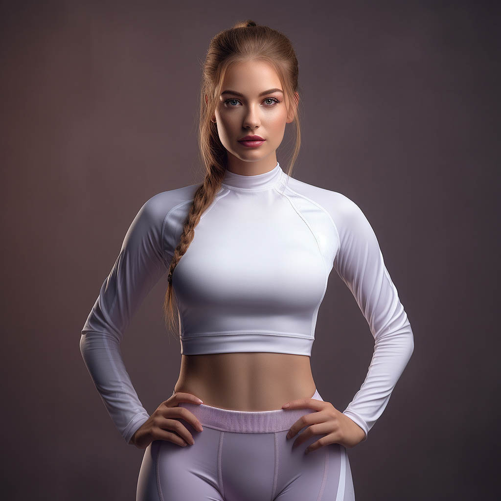 A woman wears women's sportwear made of Nylon fabric fabric