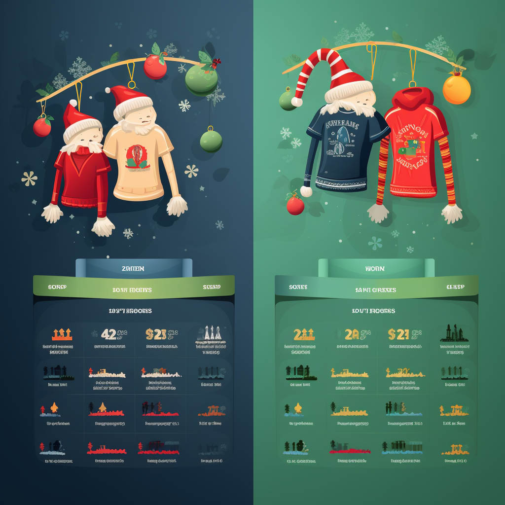 An image illustrating market trend analysis for holiday-themed products, specifically Christmas T-shirts.
