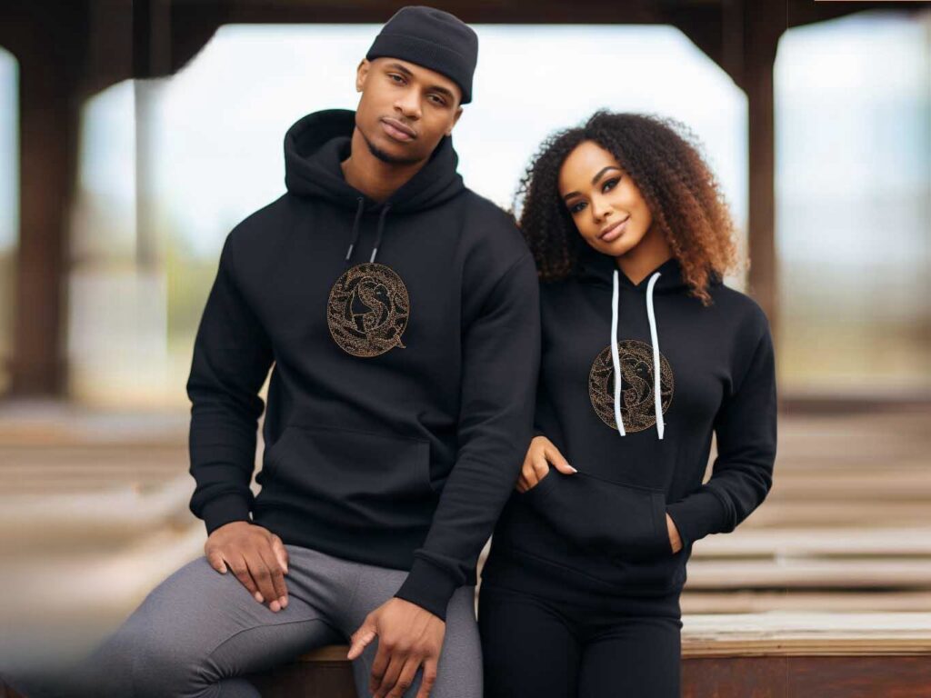 Couple wears custom one-of-a-kind hoodies