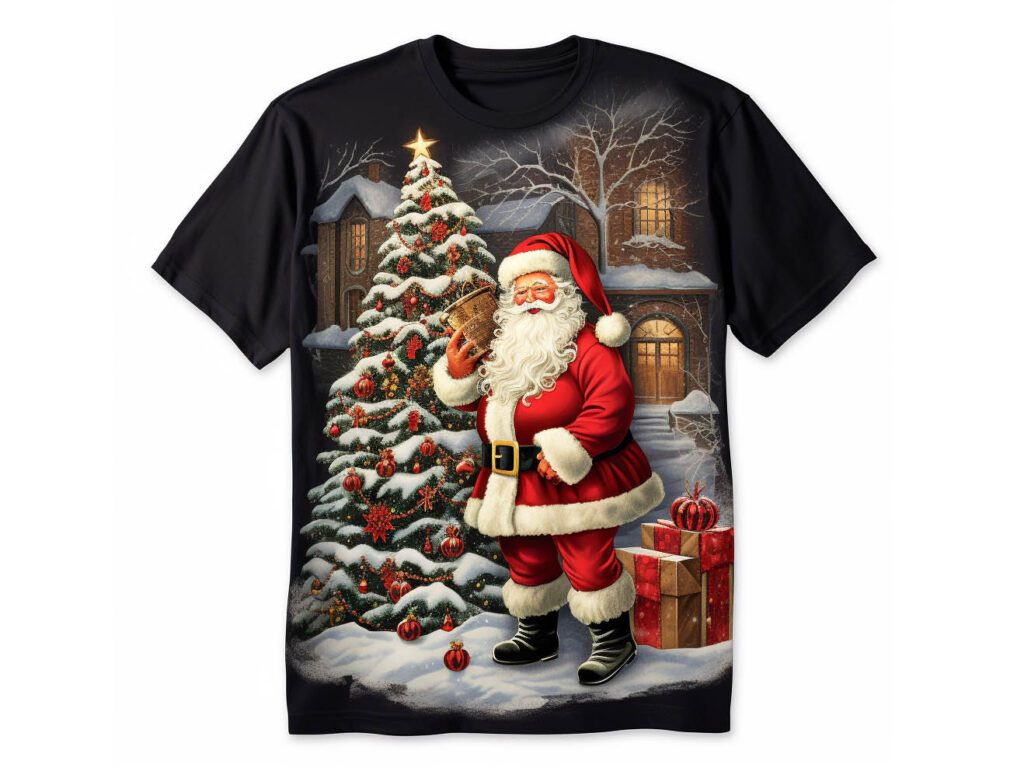 In this image, we present a Christmas T-shirt that embodies the essence of classic imagery.
