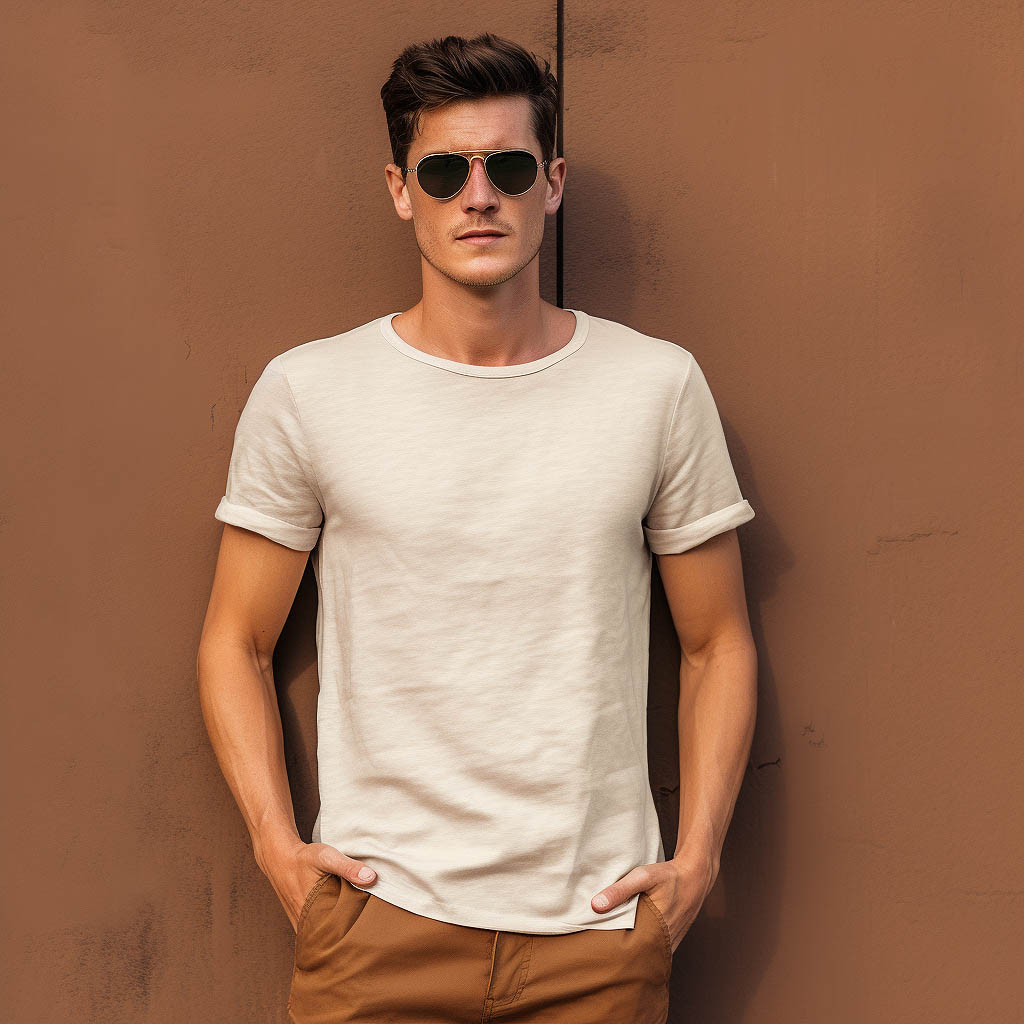 One Man Dressed by Linen Customized t-shirt made of fabric fabric with solid color background