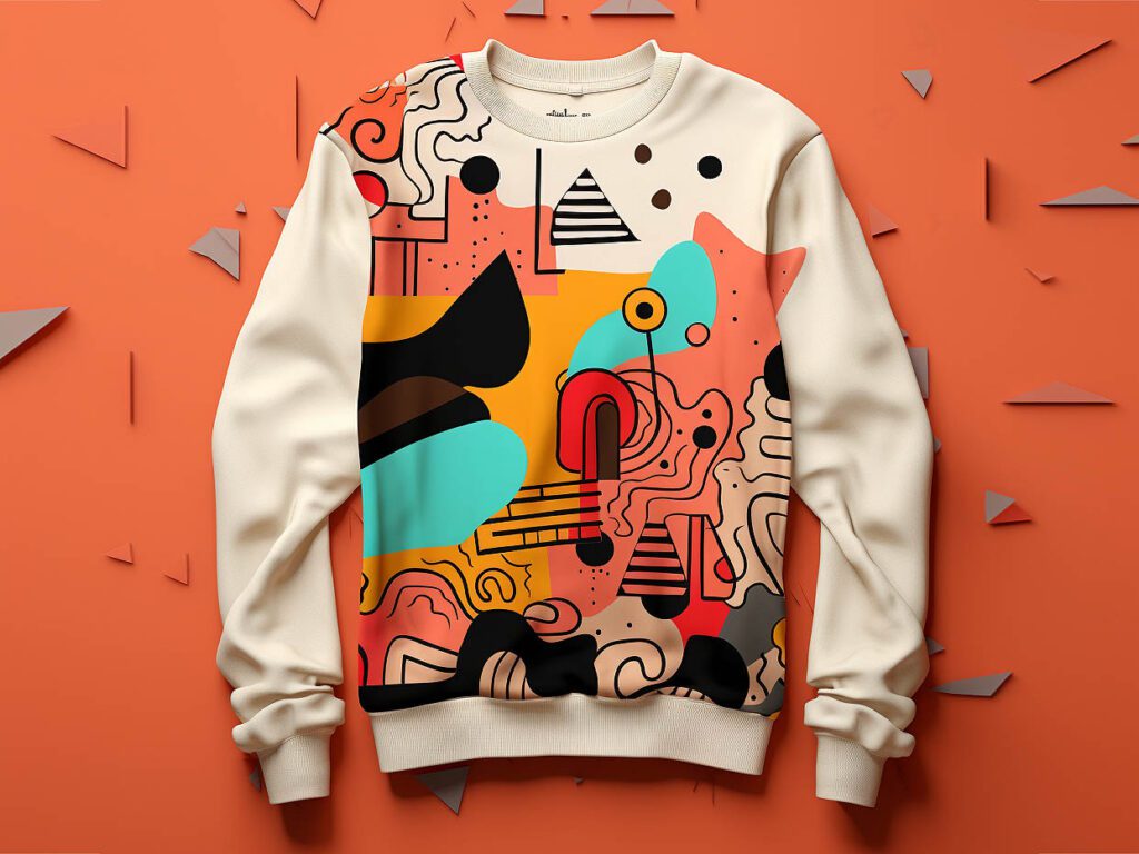 Print design for sweatshirt showing abstract graphic graphics