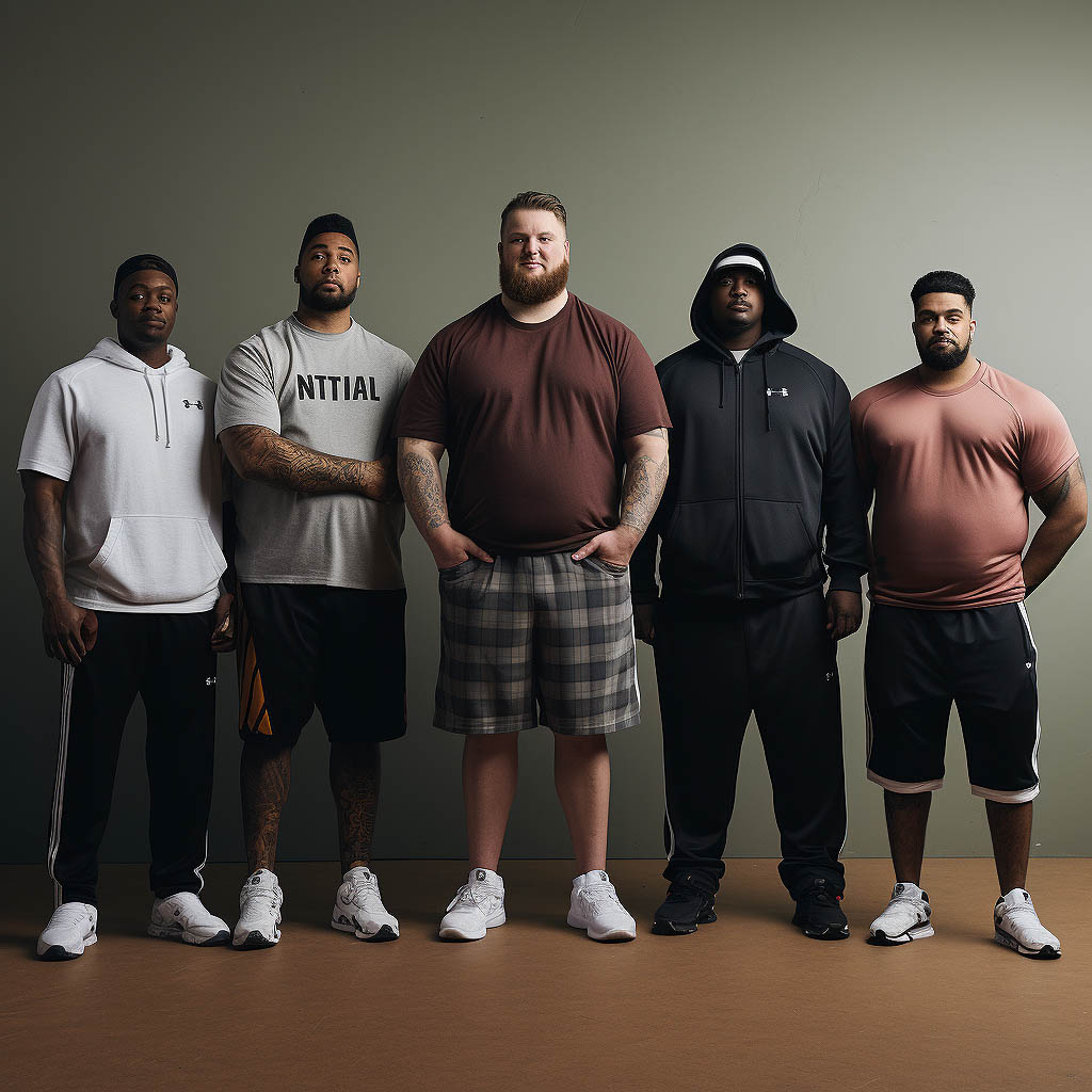 The image associated with "Size And Fit Variability" features a diverse group of men of different body types and sizes wearing activewear that perfectly fits each individual.
