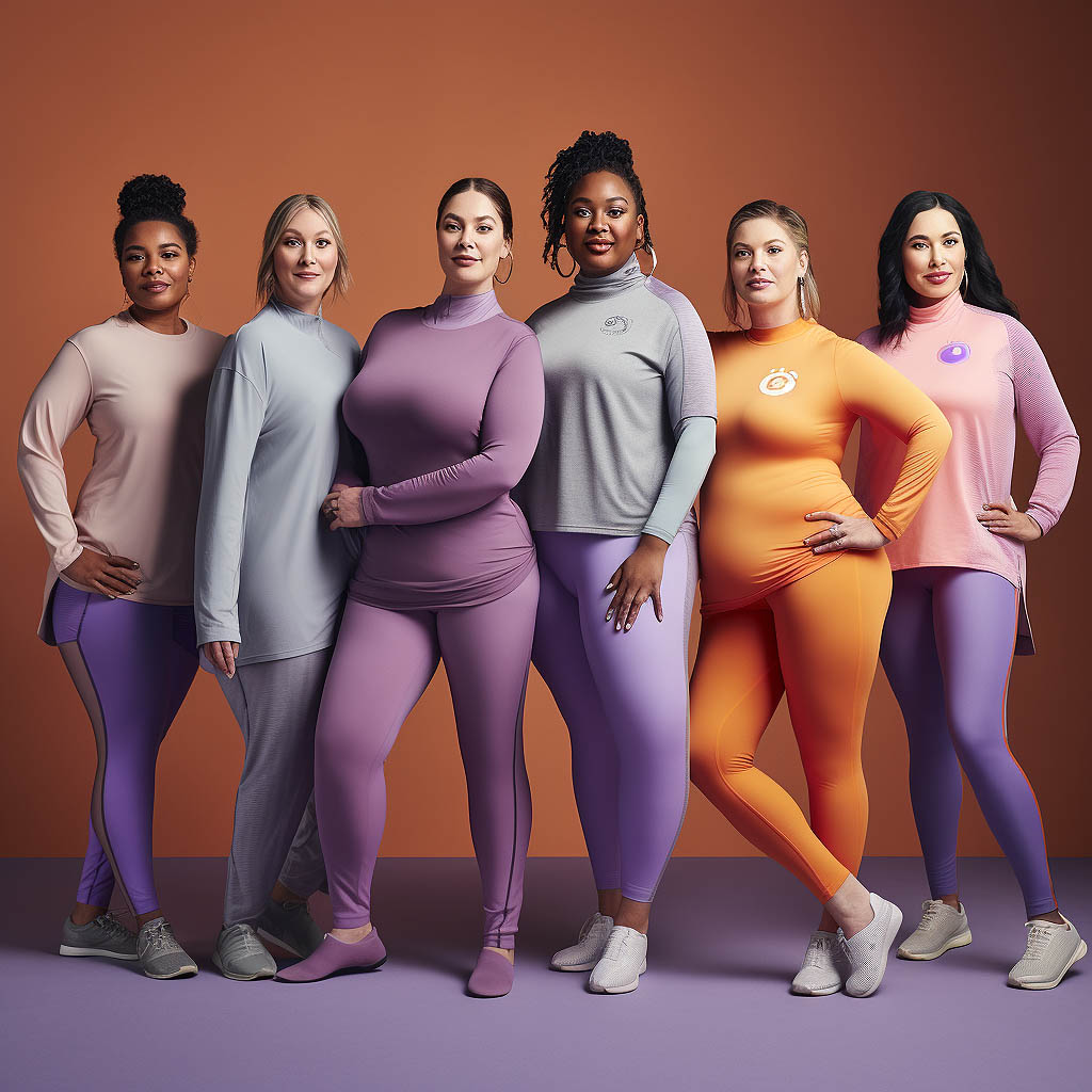 The image conveys MODAKNITS' commitment to market understanding and meeting the needs of plus-size consumers. It shows a diverse group of plus-size individuals engaged in various physical activities while wearing MODAKNITS plus-size activewear.
