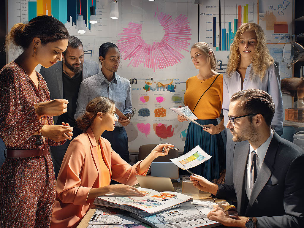 The image corresponding to the topic "Market Trends And Customer Preferences" features a dynamic and modern fashion studio setting.