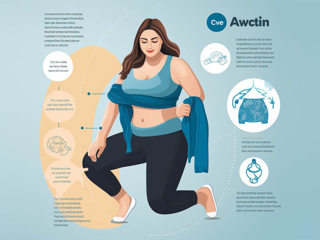 The image depicts a step-by-step guide to caring for plus-size activewear.