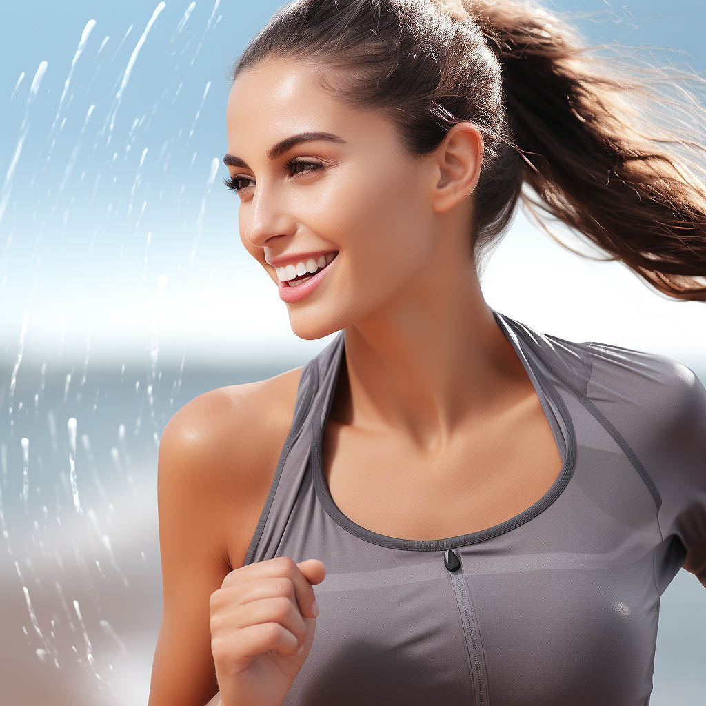 The image emphasizes the importance of moisture management in women's sportswear.