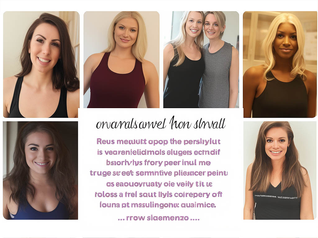 The image features a collage of customer testimonials and reviews from individuals who have purchased and used Bombshell Activewear.