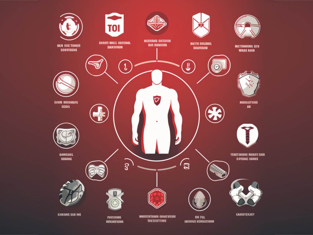 The image illustrates a series of icons or symbols that represent the various benefits of wearing compression t-shirts during workouts and athletic activities. Each icon is accompanied by a brief description.