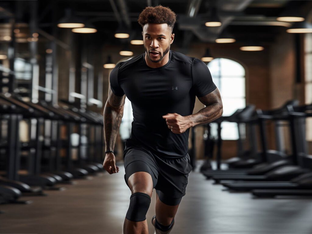 The image illustrates a well-rounded athlete engaged in a series of athletic activities, emphasizing the importance of using compression t-shirts as a complementary tool for enhancing performance and recovery.