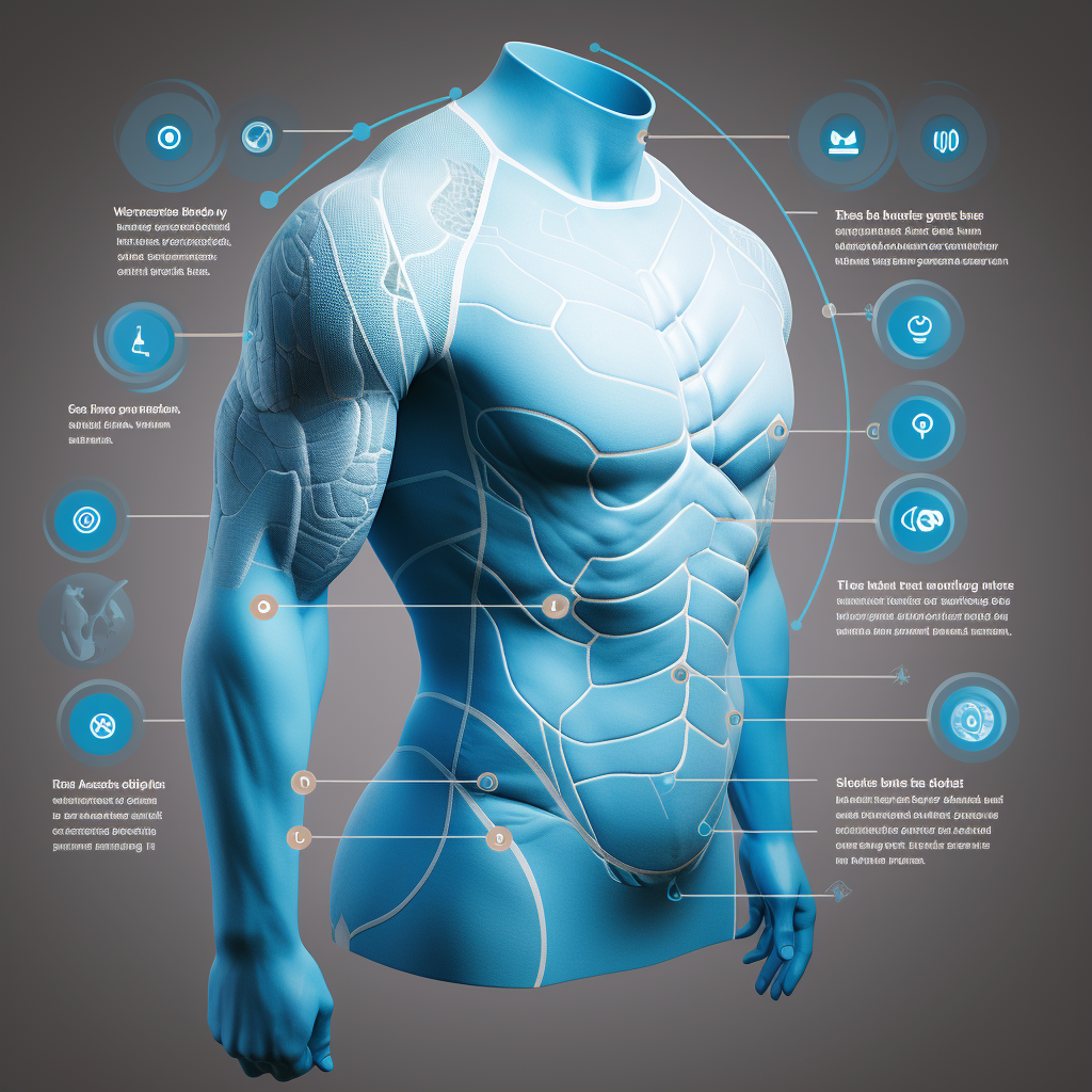 The image illustrates the material technology used in compression shirts.