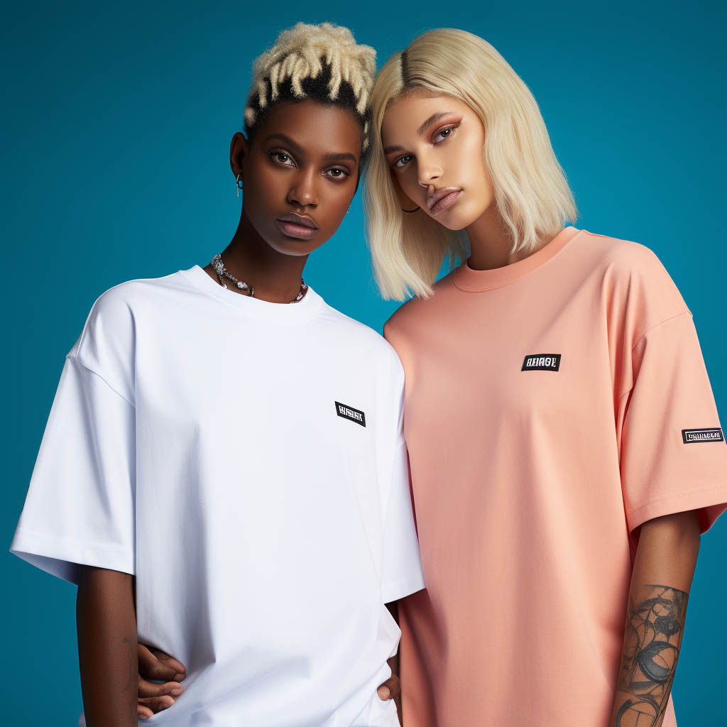 The image represents the concept of brand collaboration in the oversized T-shirt industry.