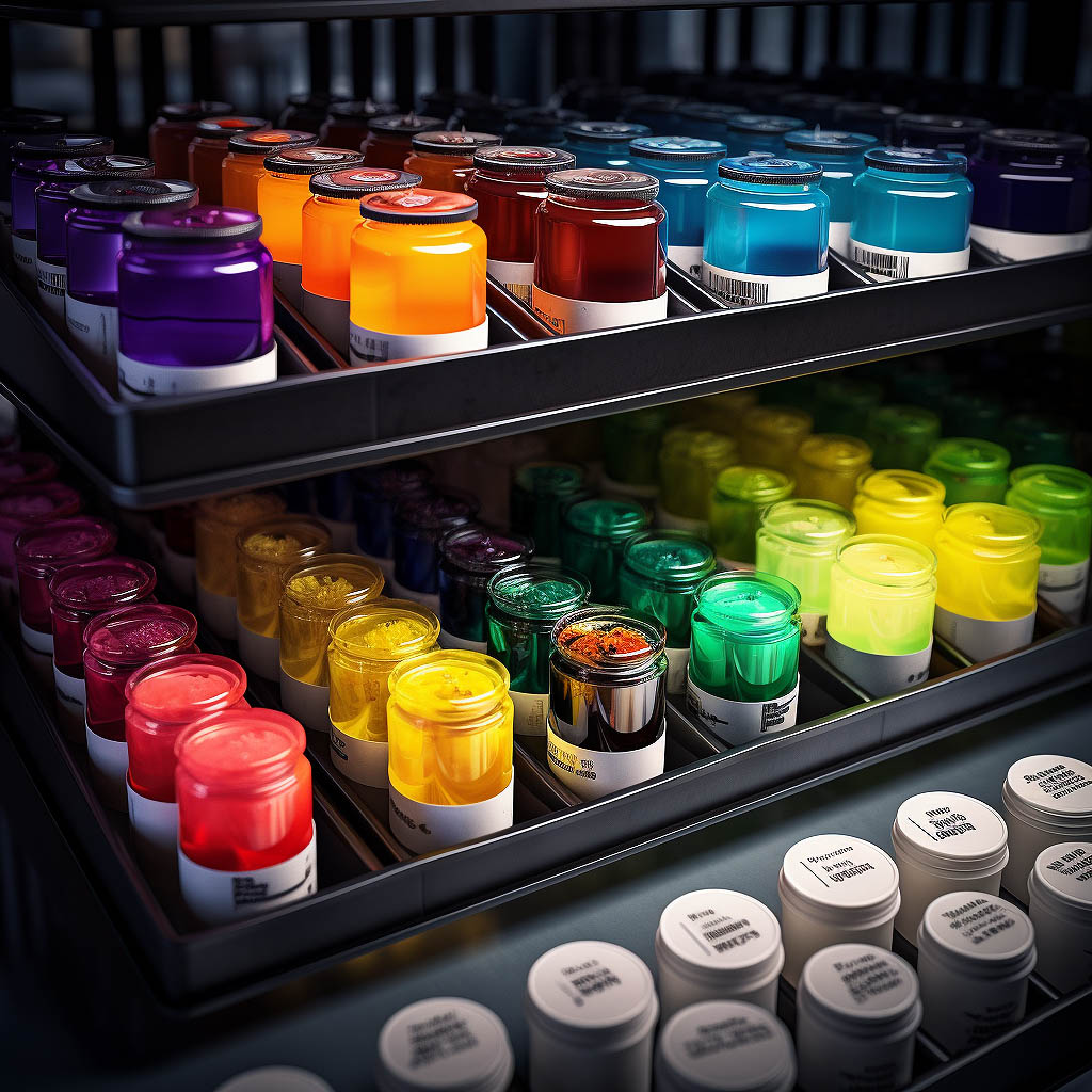 The image represents the topic "Ink Selection" and provides a visual depiction of the ink selection process in digital printing.