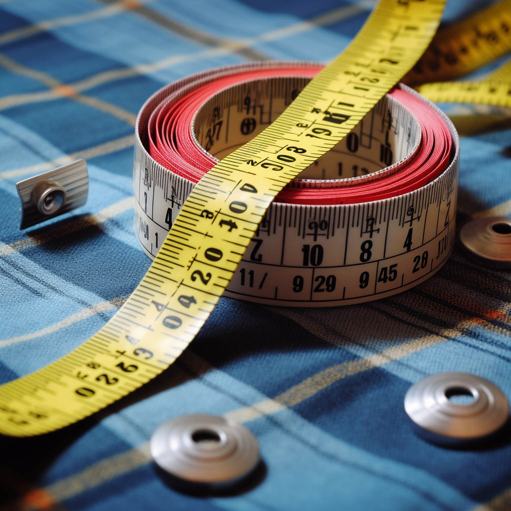 The image showcases a precision measuring tape used by apparel manufacturers to ensure size accuracy in oversized T-shirts.