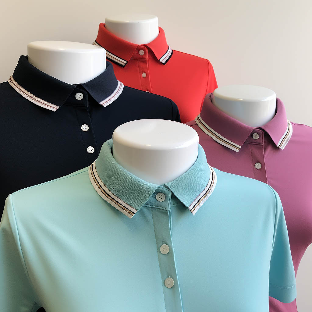This image highlights the different collar styles available for women's polo shirts: Traditional collar: A classic and timeless collar style that is versatile and suitable for various occasions.