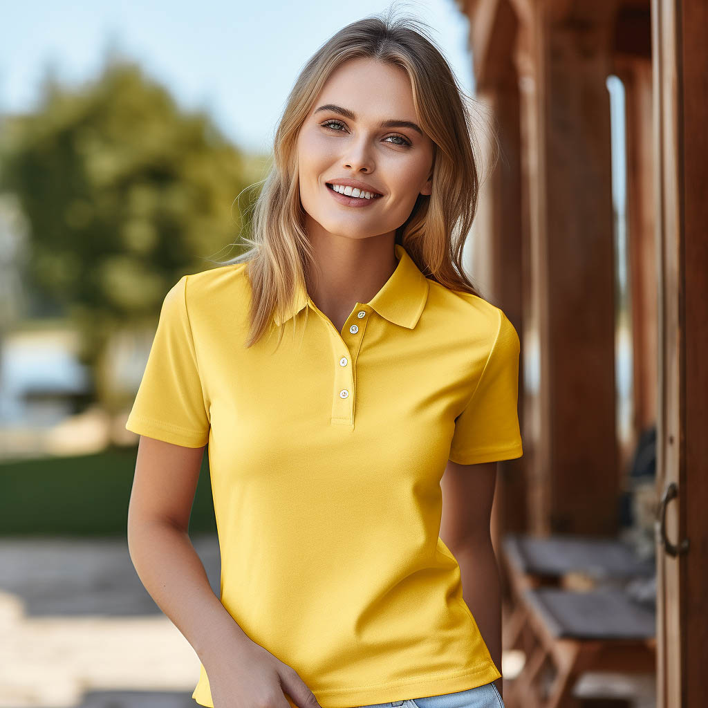 This image highlights the importance of fabric when selecting a women's polo shirt.