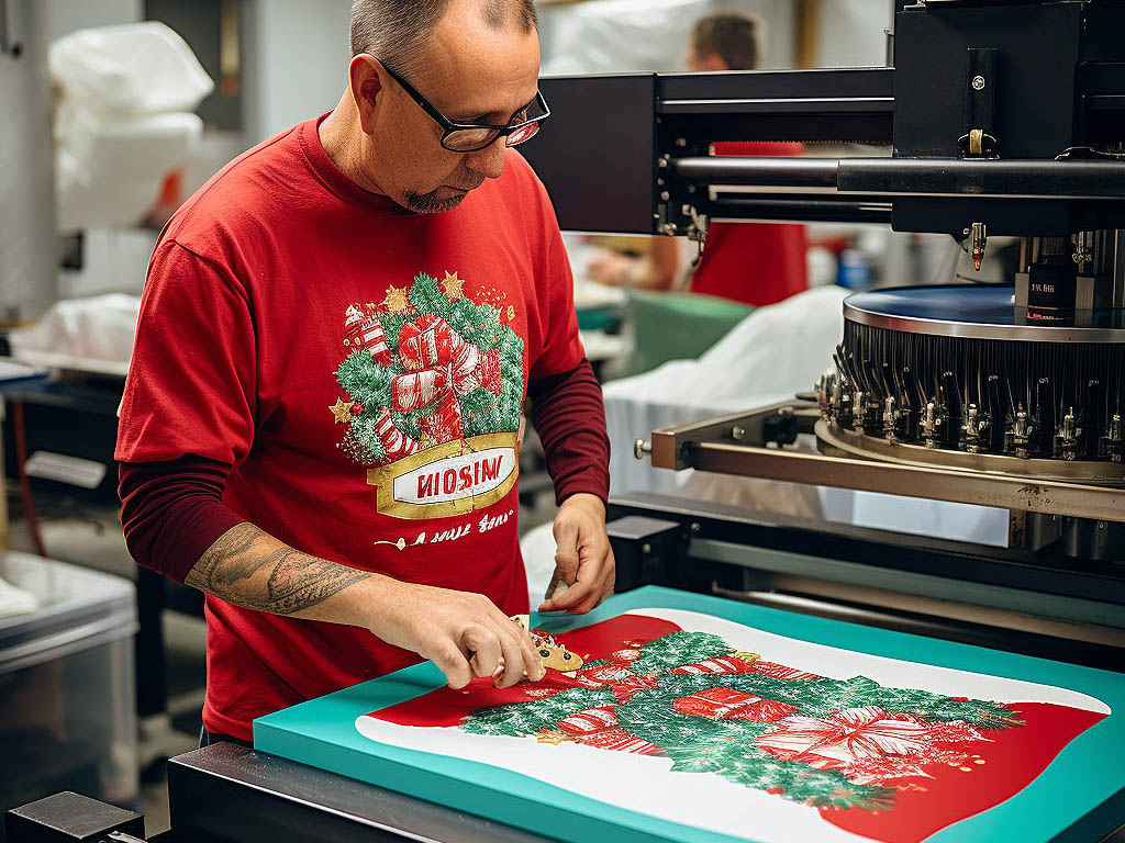 The image illustrates advanced design and printing techniques used in creating vibrant and long-lasting graphics on Ugly Christmas Sweatshirts.