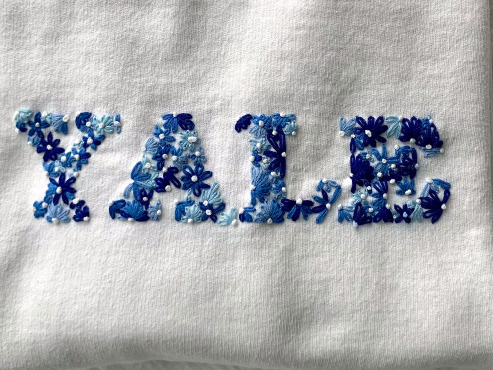 Floral Monogram, Initials or Words Custom Hand Embroidered Crewneck Sweatshirt
