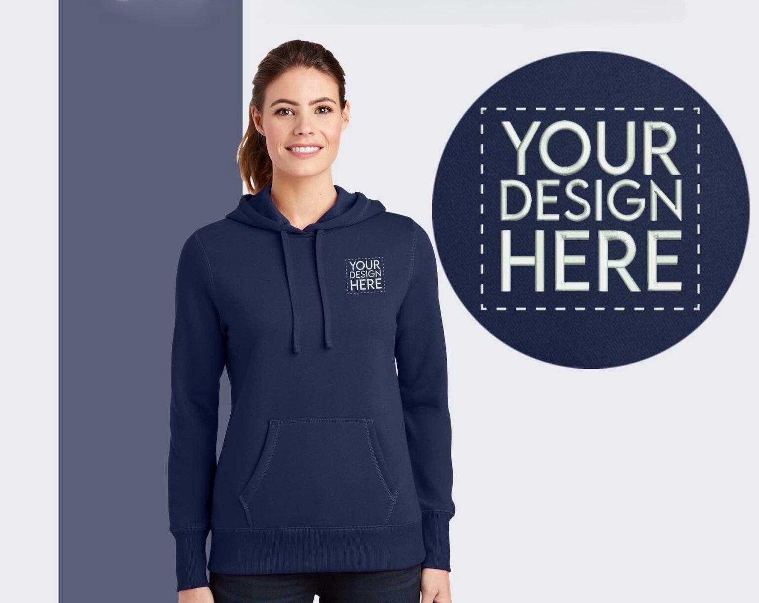 Logo embroidery for women's hoodies