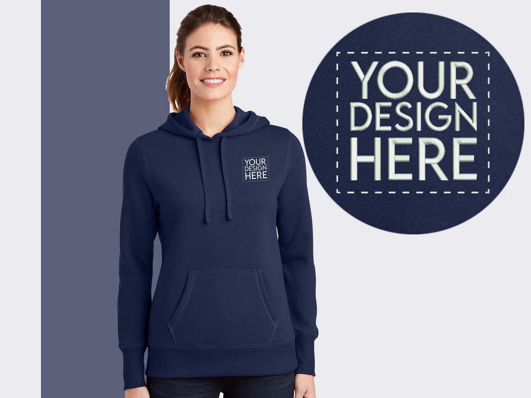 Logo embroidery for women's hoodies