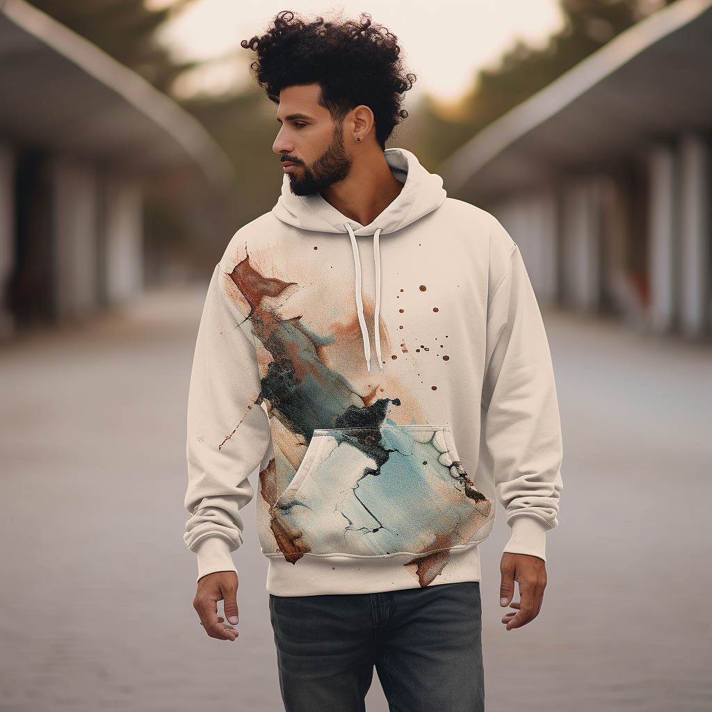 A man wearing Blended Fabrics Men's hooded sweatshirt made of fabric