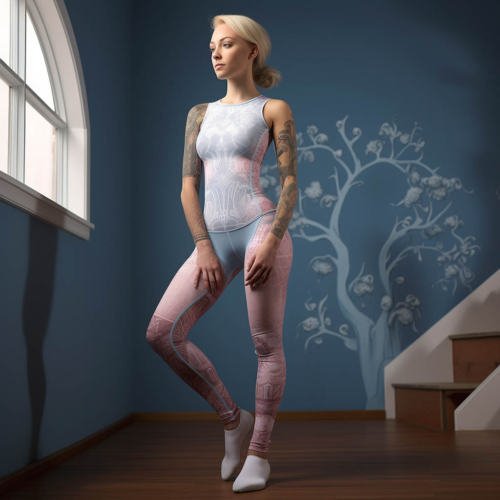 A woman wears a yoga set from Fitted Sets