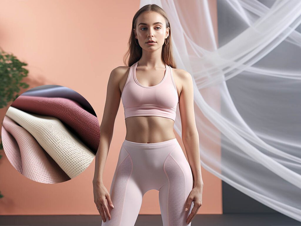 A woman wears yoga sportswear made of condensed fiber fabric solid color